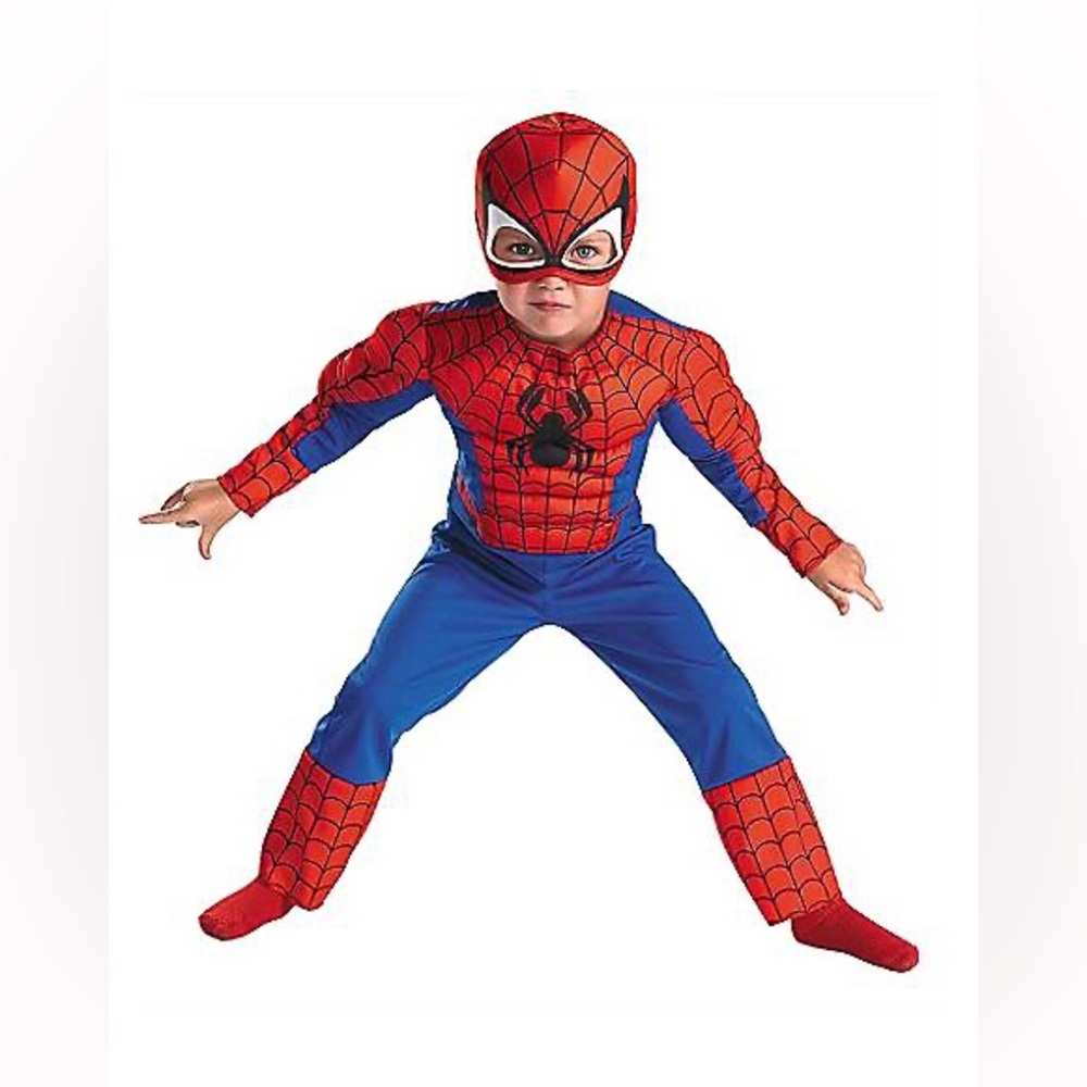 *BRAND NEW* Spirit Halloween 3-4Toddler Boy Red&Blue SpiderMan Superhero Costume
